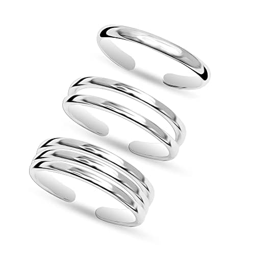 3 Pcs Sterling Silver Toe Ring Jewelry Set