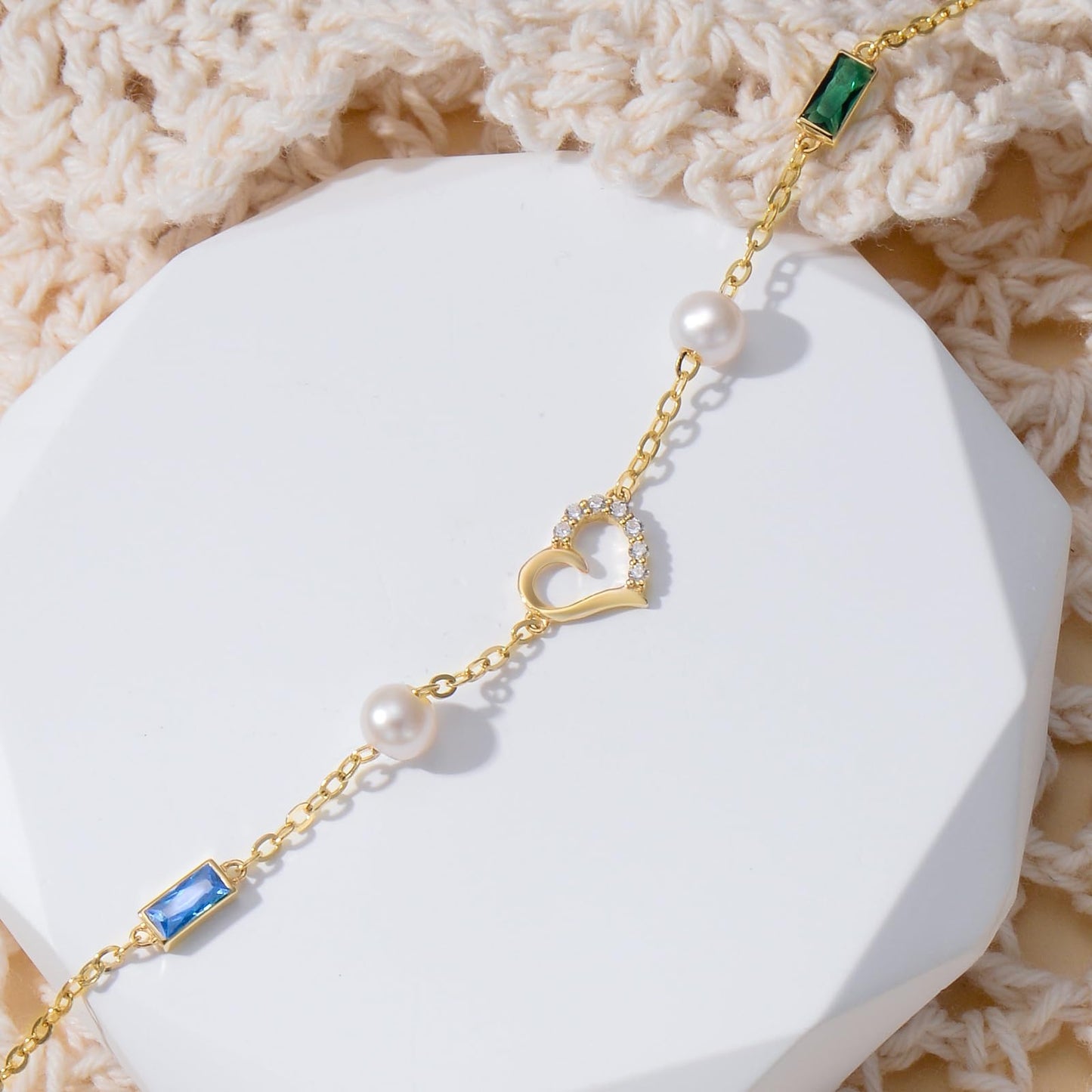 Freshwater Cultured Pearls and Cubic Zirconia Ankle Bracelet