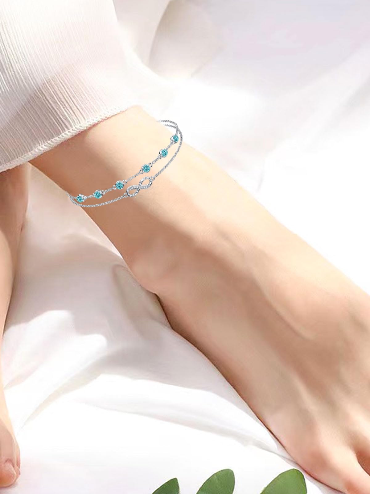 ✨ Dorunmo Infinity Anklet — 925 Sterling Silver “Something Blue” Infinity Anklet ✨