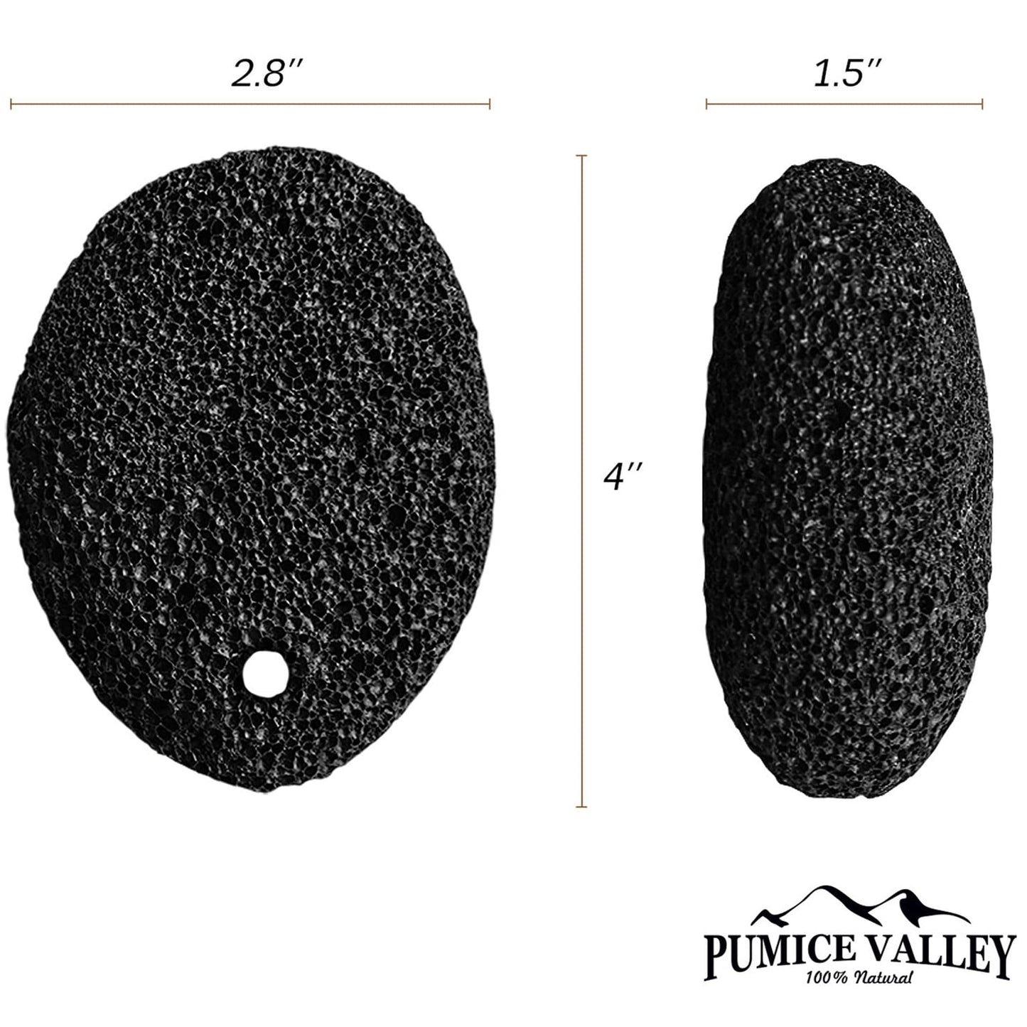 Pumice Stone - Natural Earth Lava Black - Callus/Corn Remover for Feet Heels and Palm