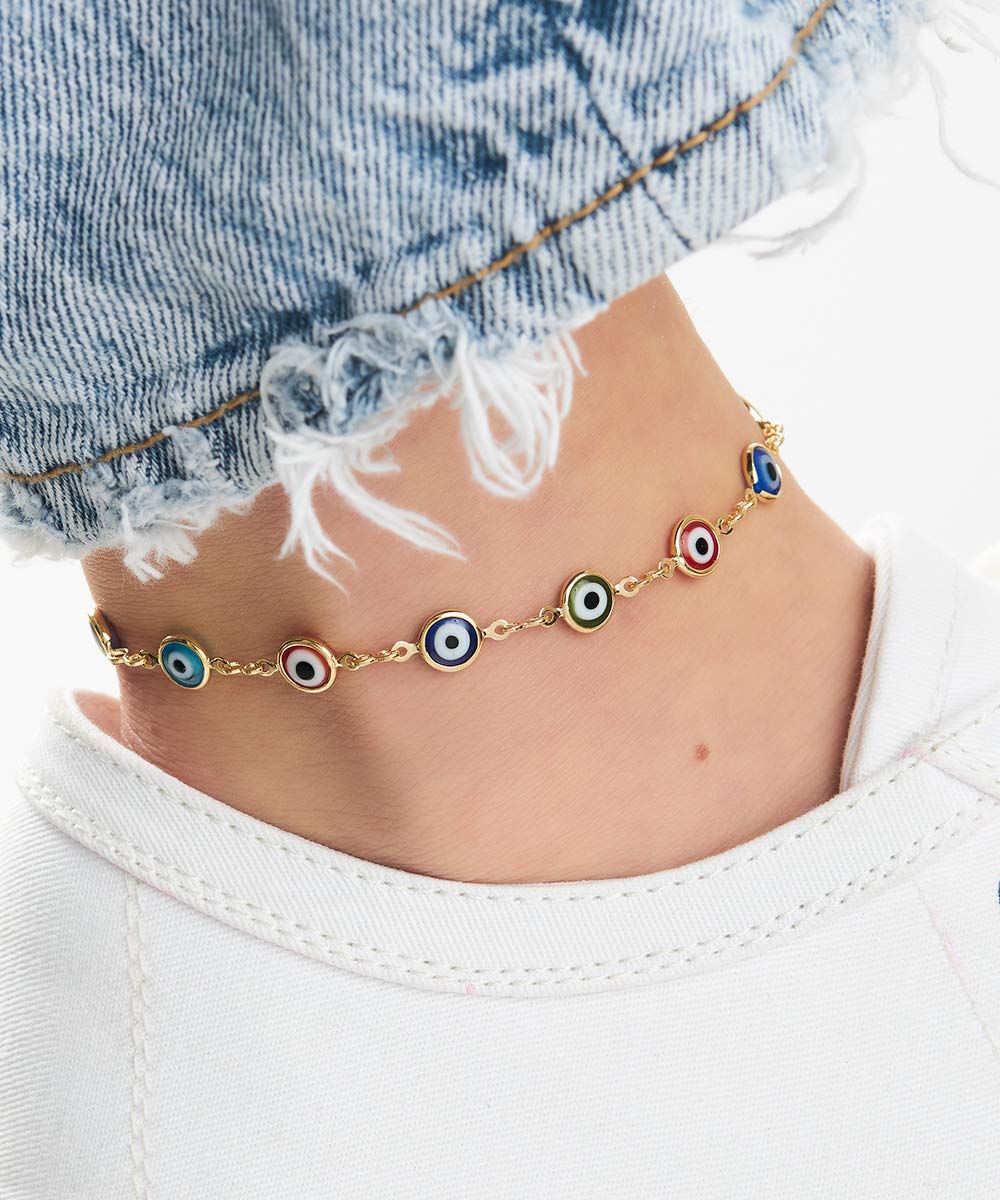 Multicolor Evil Eye Anklet Bracelet