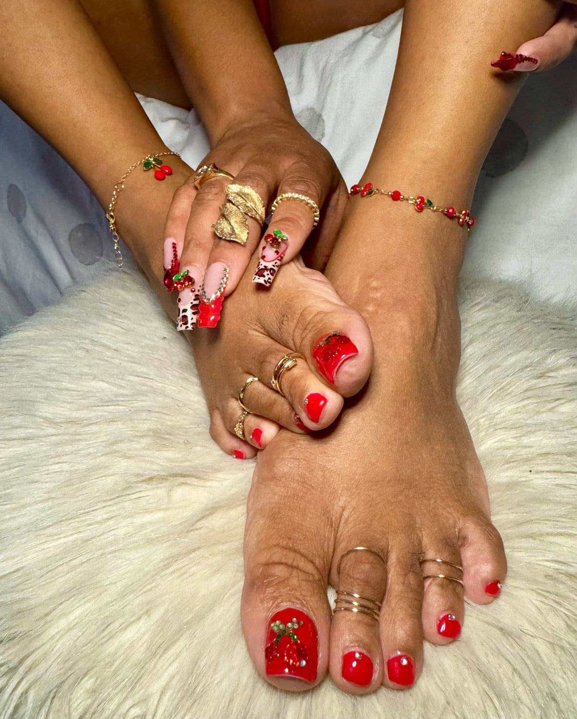 Double Cherry Anklet Set