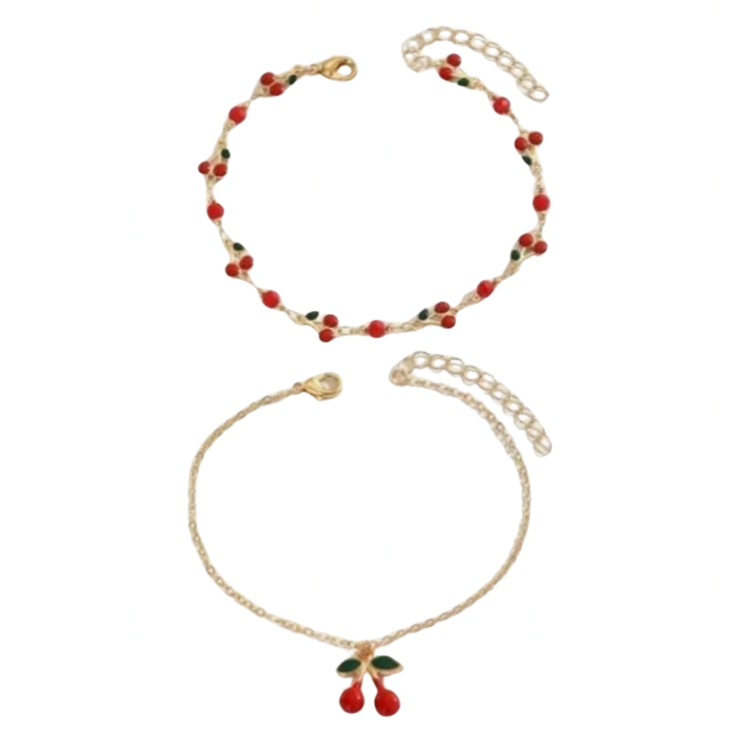 Double Cherry Anklet Set