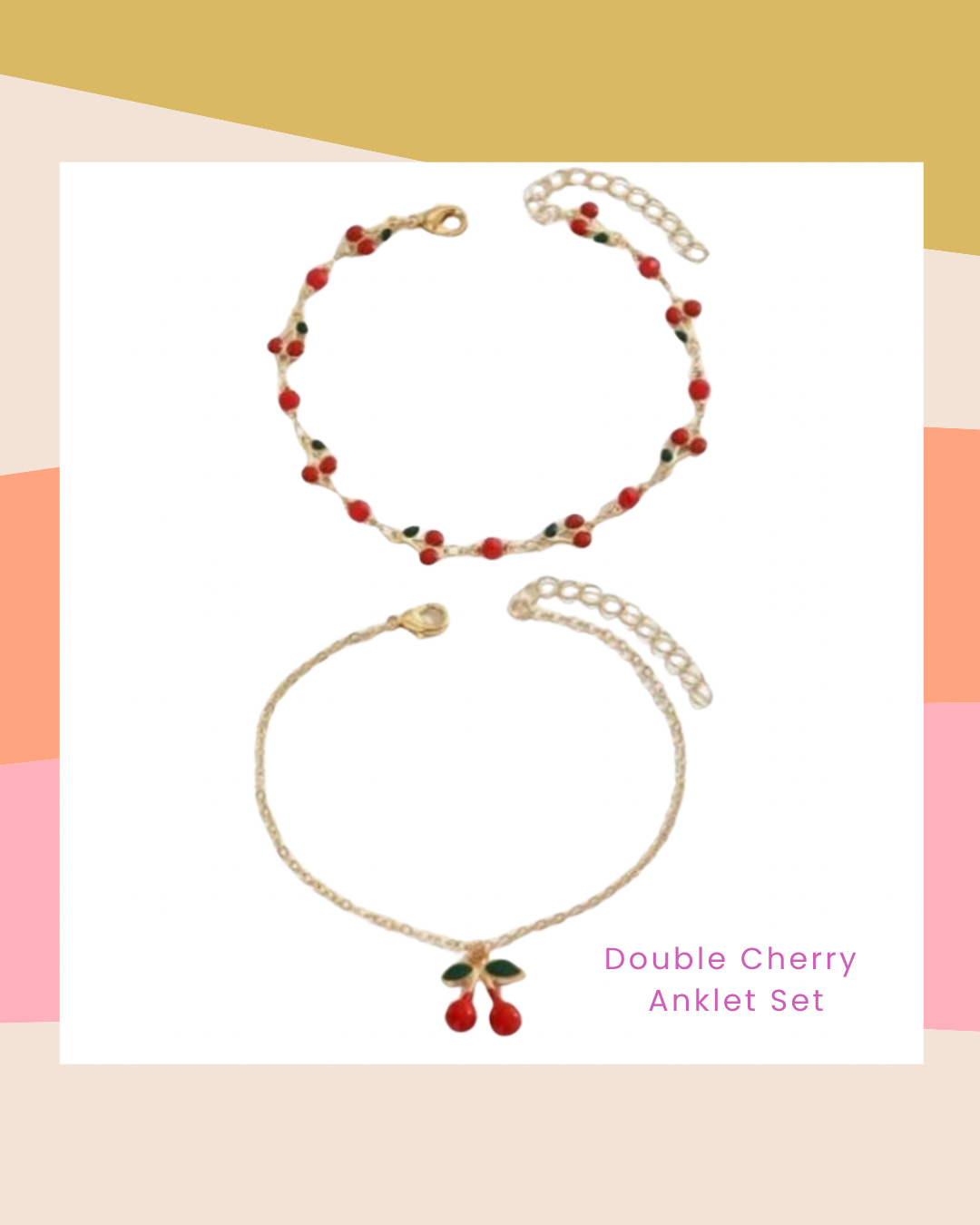 Double Cherry Anklet Set