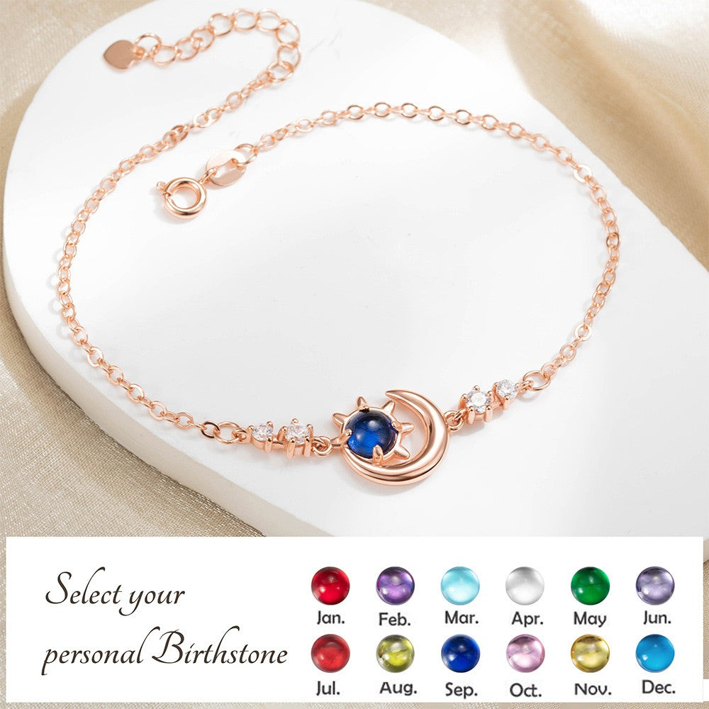 Stars & Moon Birthstone Anklet