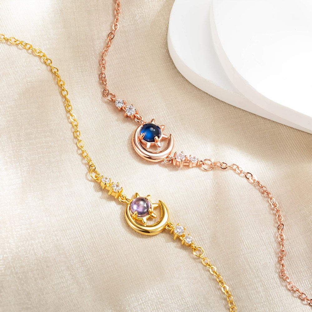Stars & Moon Birthstone Anklet