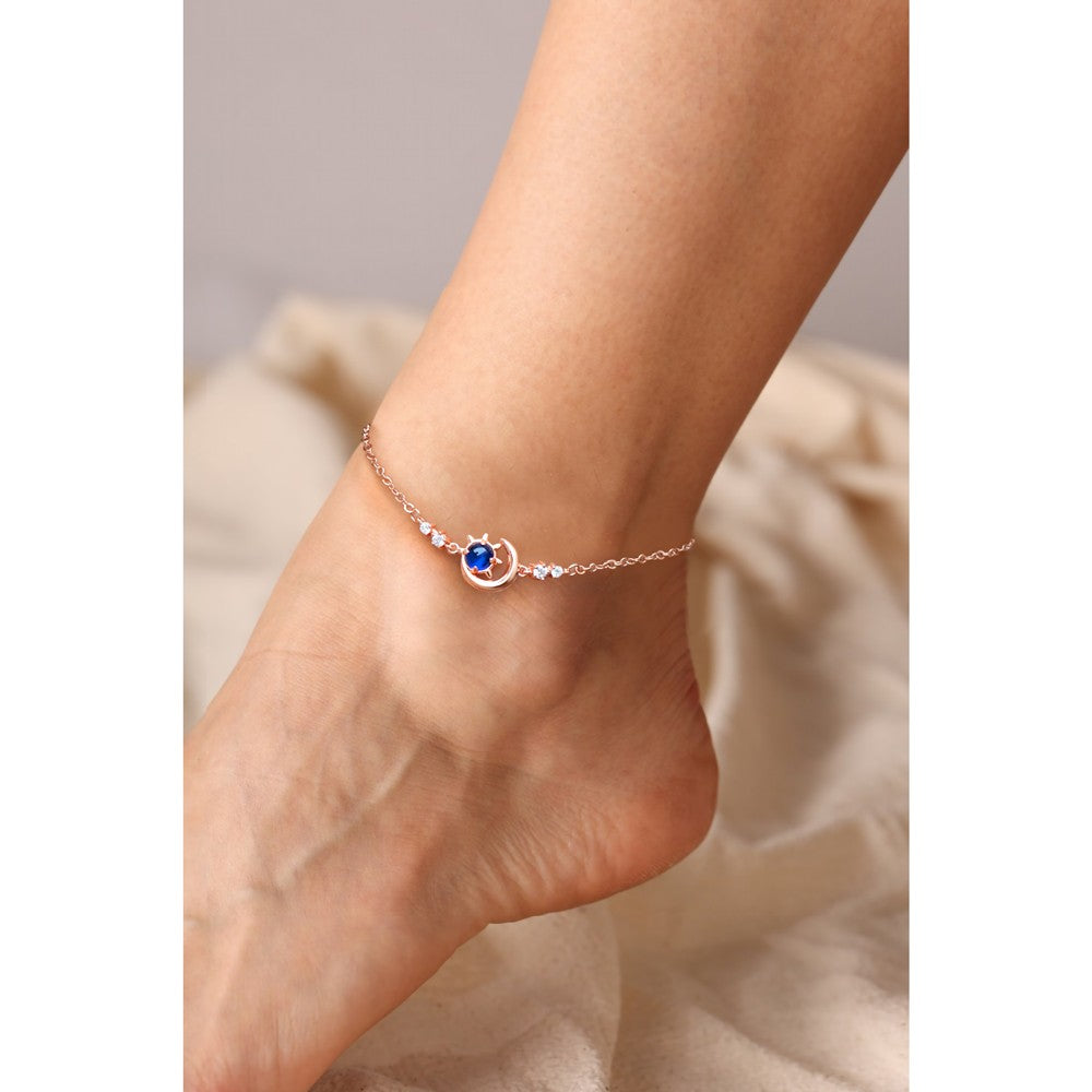 Stars & Moon Birthstone Anklet