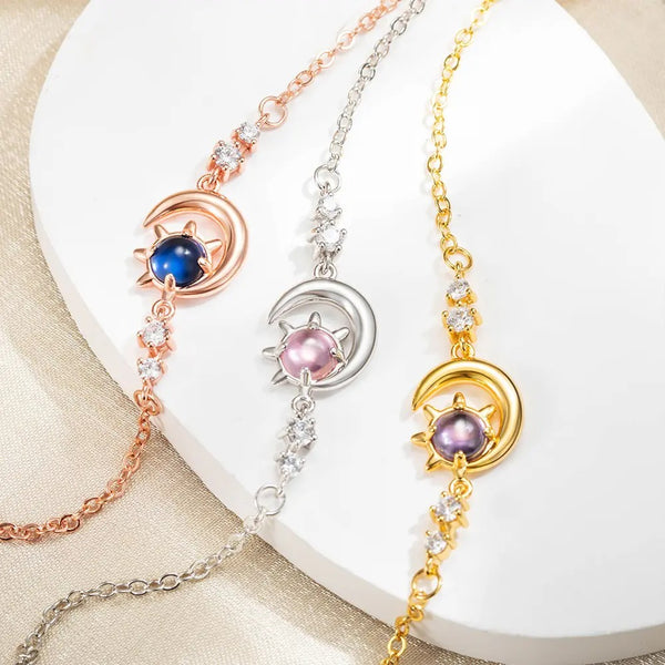 Stars & Moon Birthstone Anklet