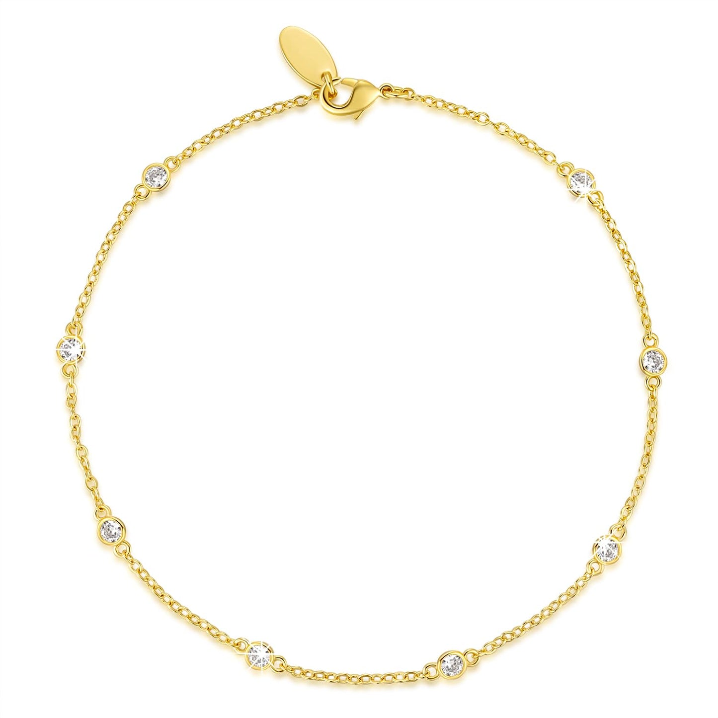 ✨ Hirom 14K Gold Diamond Anklet — Waterproof + Non-Tarnish ✨