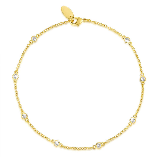 ✨ Hirom 14K Gold Diamond Anklet — Waterproof + Non-Tarnish ✨