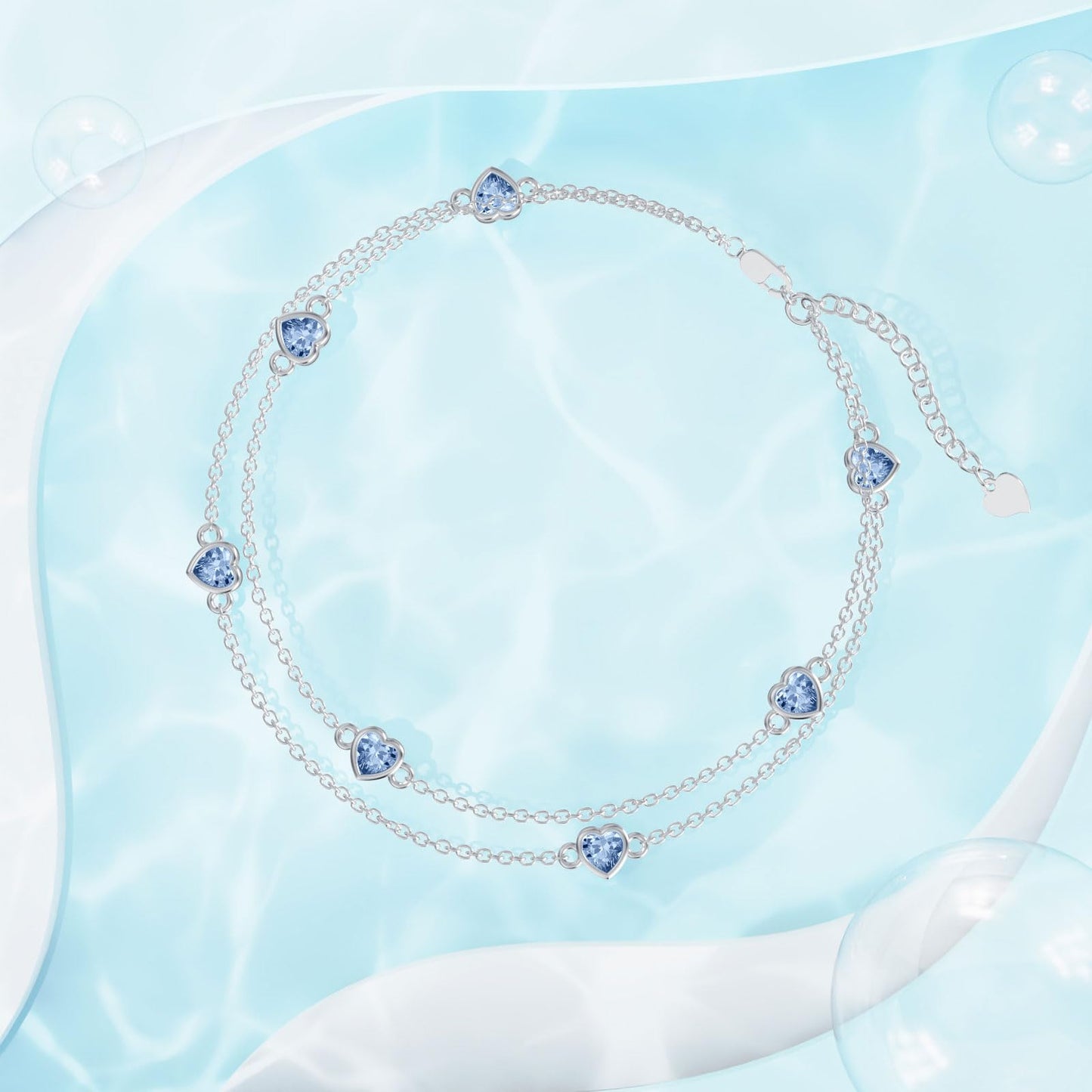 ✨925 Sterling Silver Blue Anklet — Aquamarine / December Style ✨