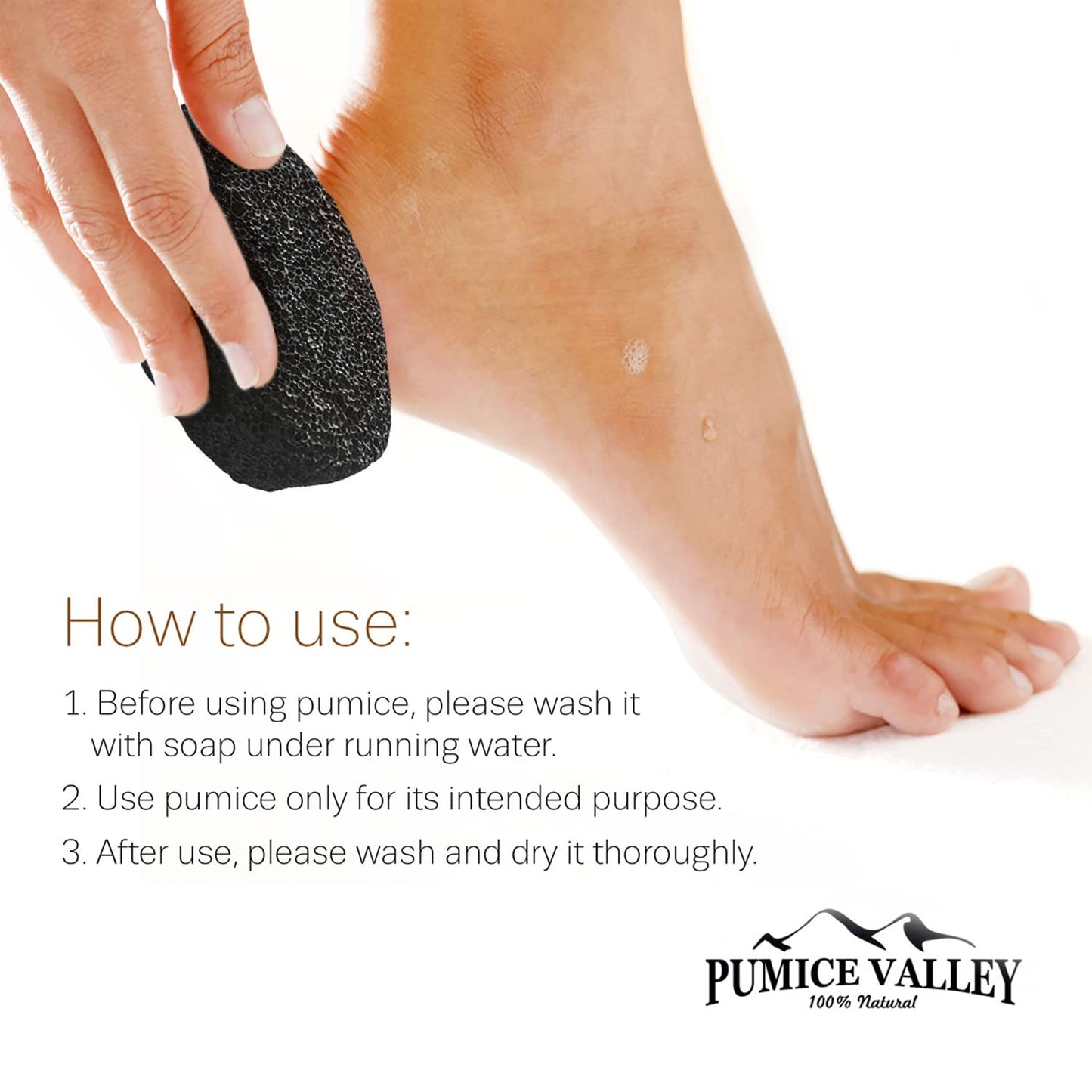 Pumice Stone - Natural Earth Lava Black - Callus/Corn Remover for Feet Heels and Palm