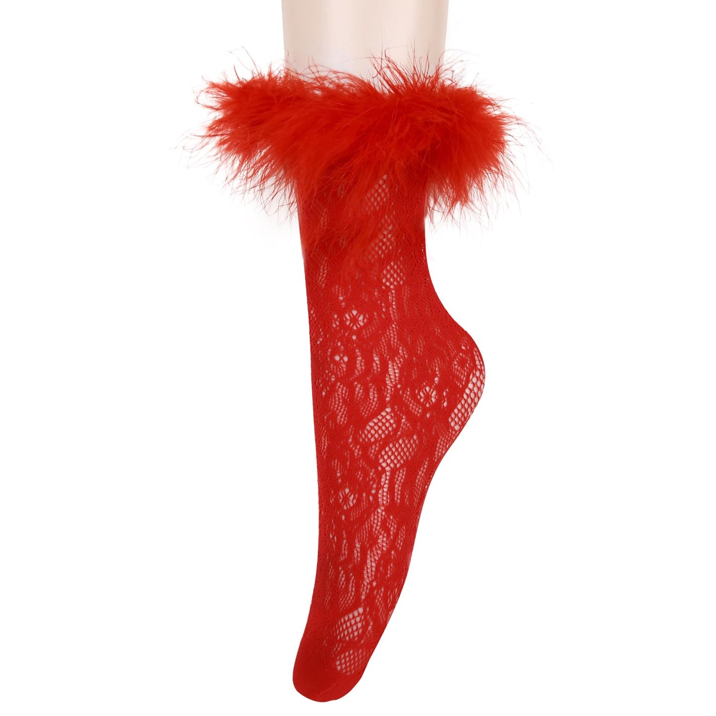 Red Ruffle Fishnet Socks