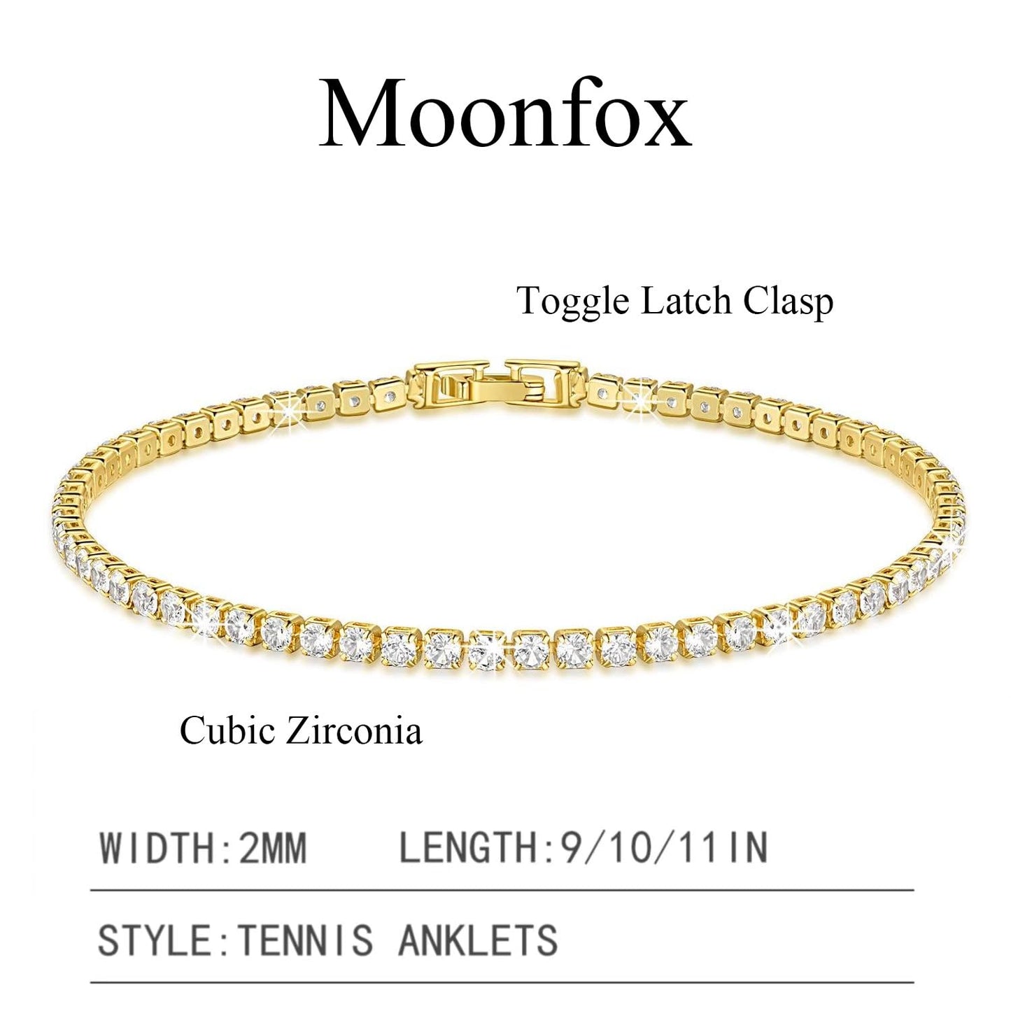 ✨ Moonfox 14K Gold Waterproof Tennis Chain Anklet ✨