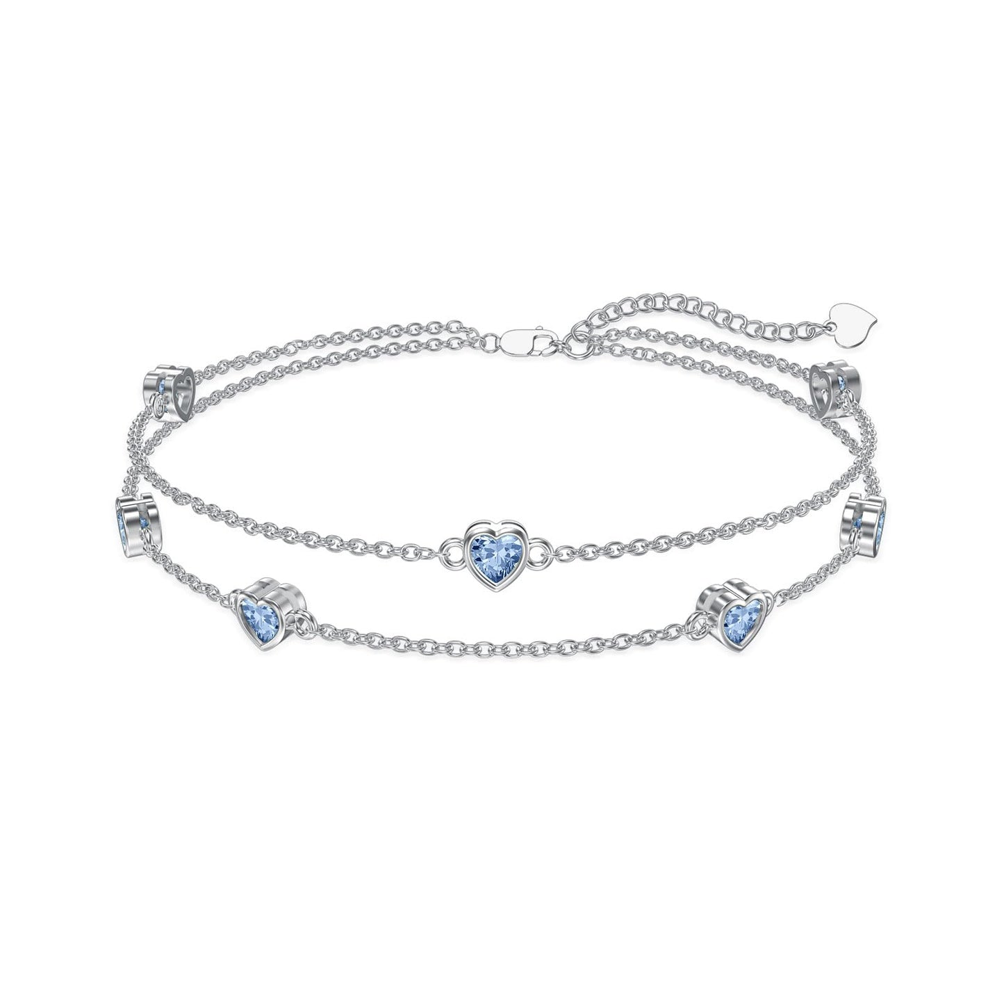 ✨925 Sterling Silver Blue Anklet — Aquamarine / December Style ✨