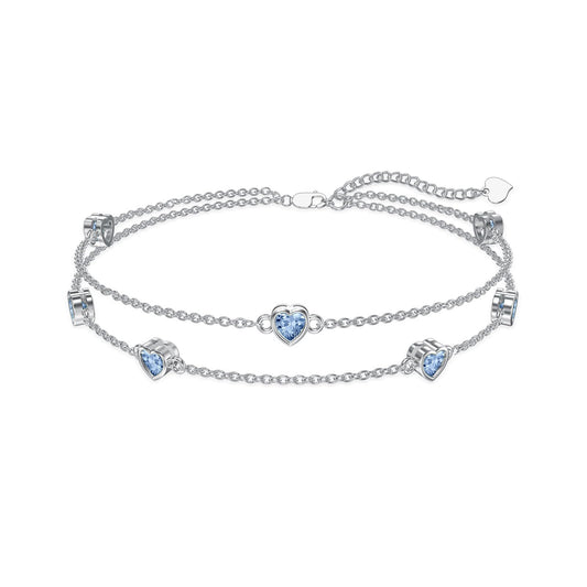 ✨925 Sterling Silver Blue Anklet — Aquamarine / December Style ✨