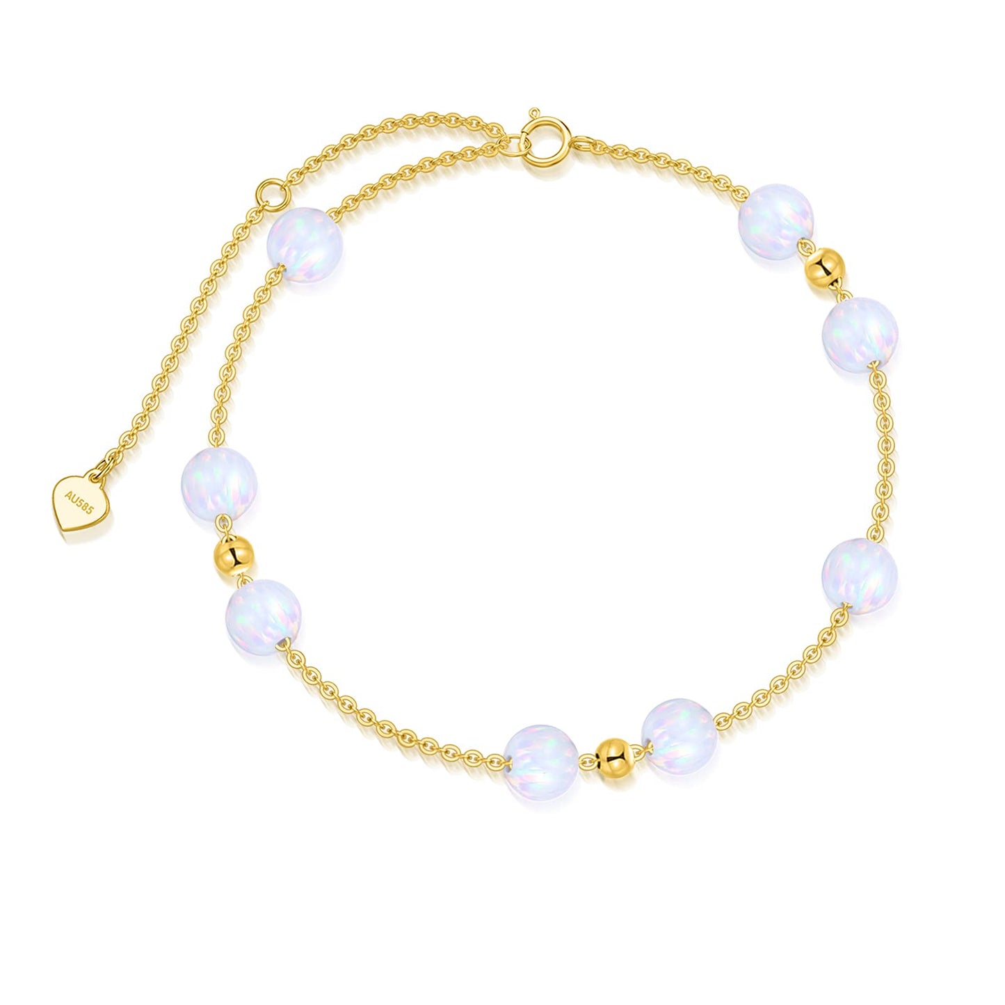 ✨14K Solid Yellow Gold Opal Anklet✨