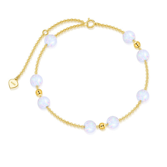 ✨14K Solid Yellow Gold Opal Anklet✨