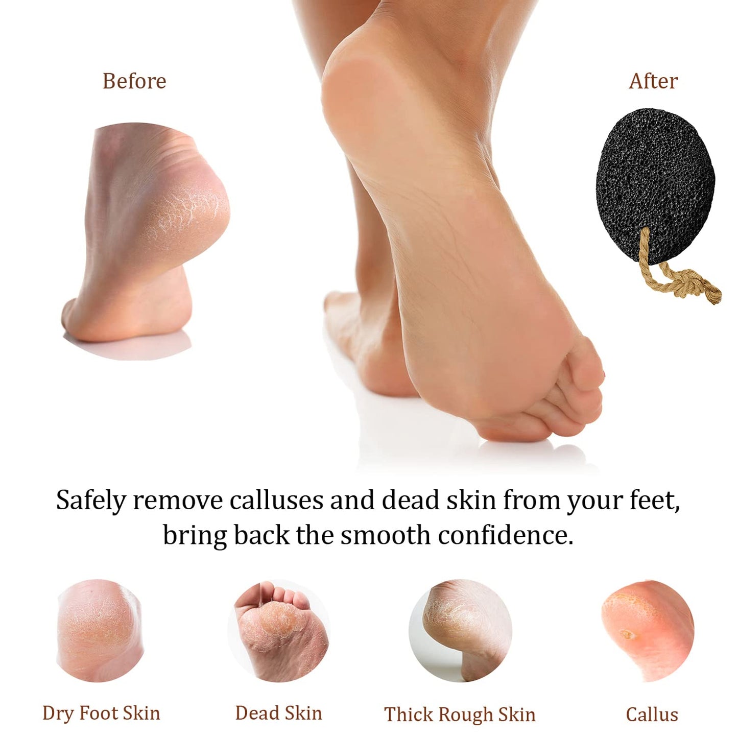 Pumice Stone - Natural Earth Lava Black - Callus/Corn Remover for Feet Heels and Palm