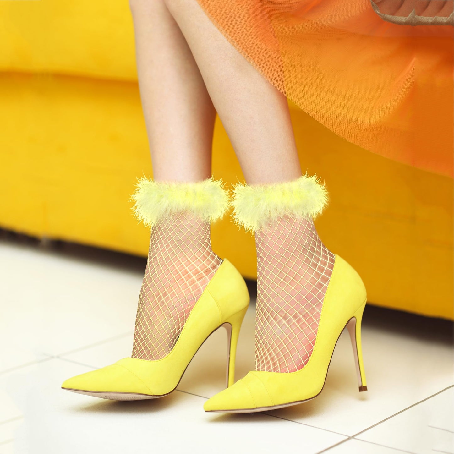 Pretty Frilly Yellow Socks