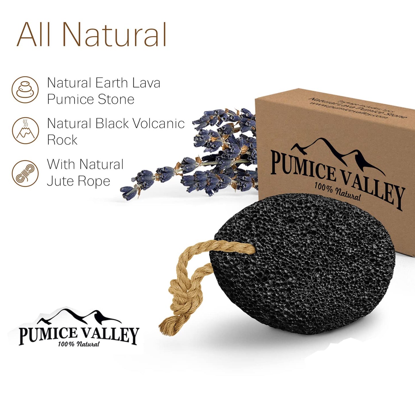 Pumice Stone - Natural Earth Lava Black - Callus/Corn Remover for Feet Heels and Palm
