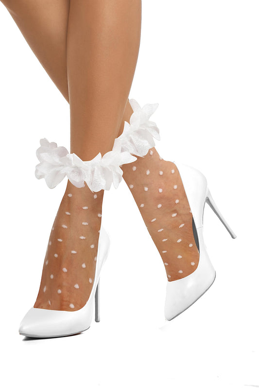 White Ruffle Lace & Sheer Socks