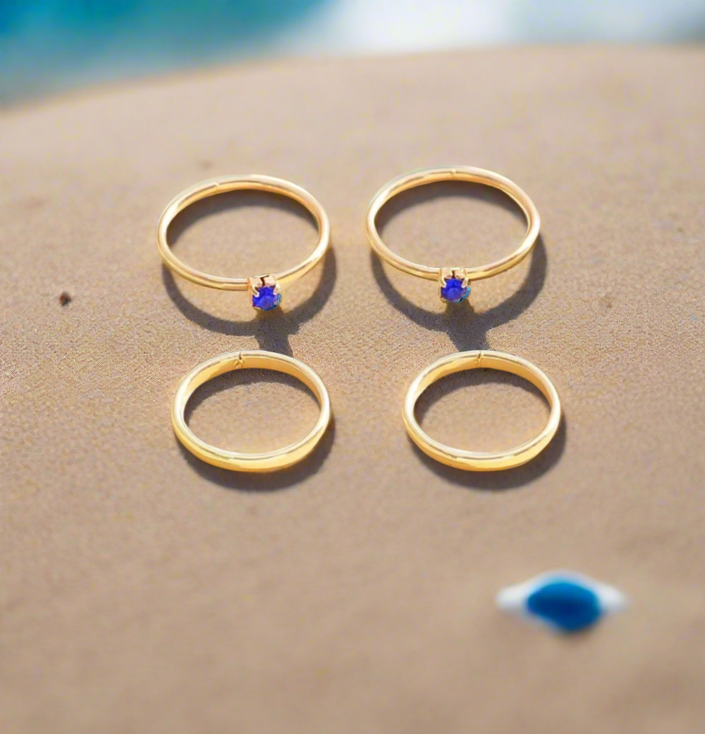 Blue Little Beauty Toe Ring Set