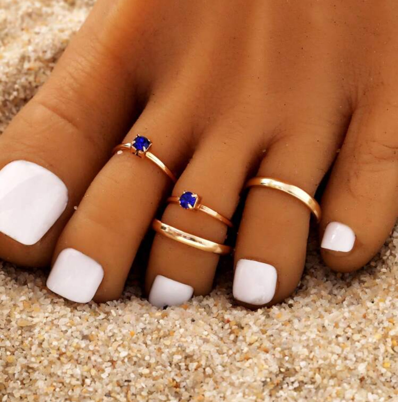 Blue Little Beauty Toe Ring Set