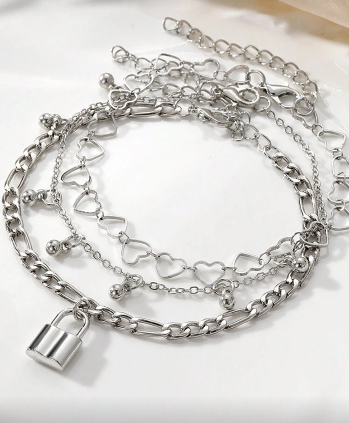 Throw Away The Key 3 Piece Anklet Set