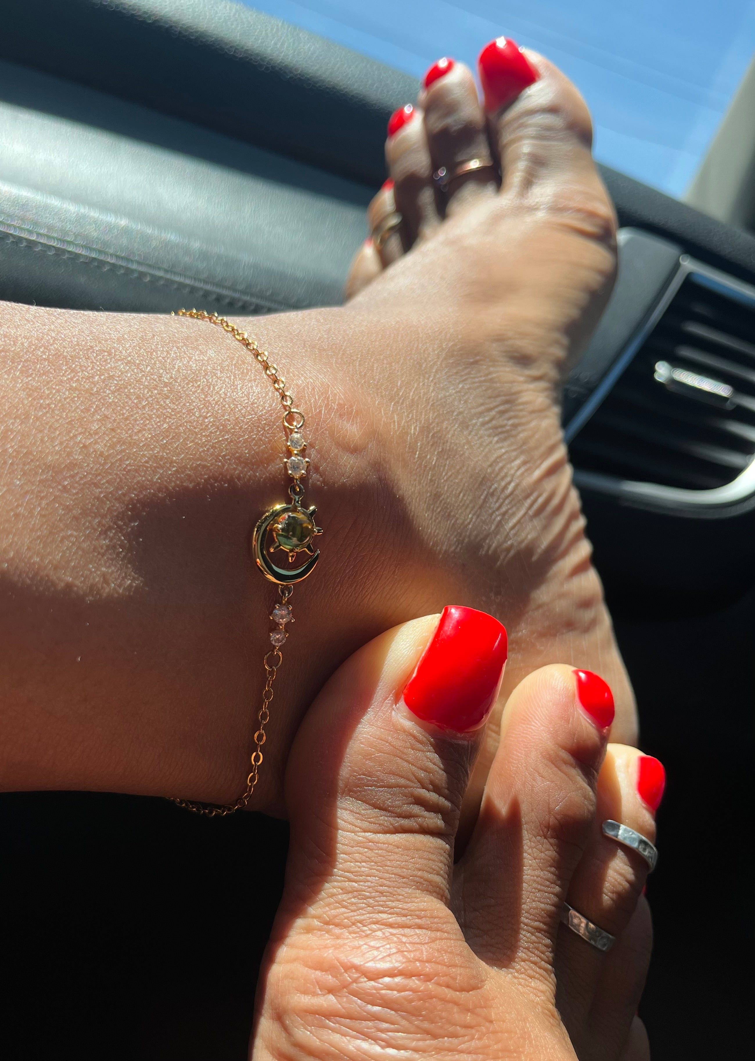 Stars & Moon Birthstone Anklet